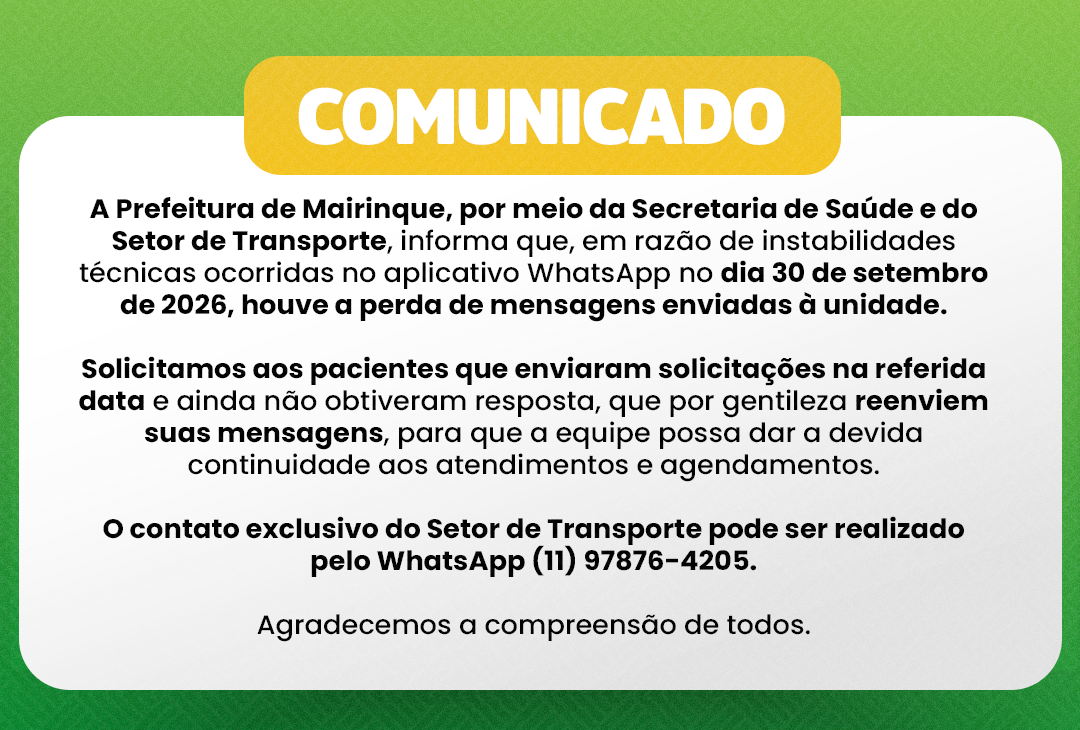 WhatsApp do Transporte passa por instabilidade e pacientes devem reenviar solicitações