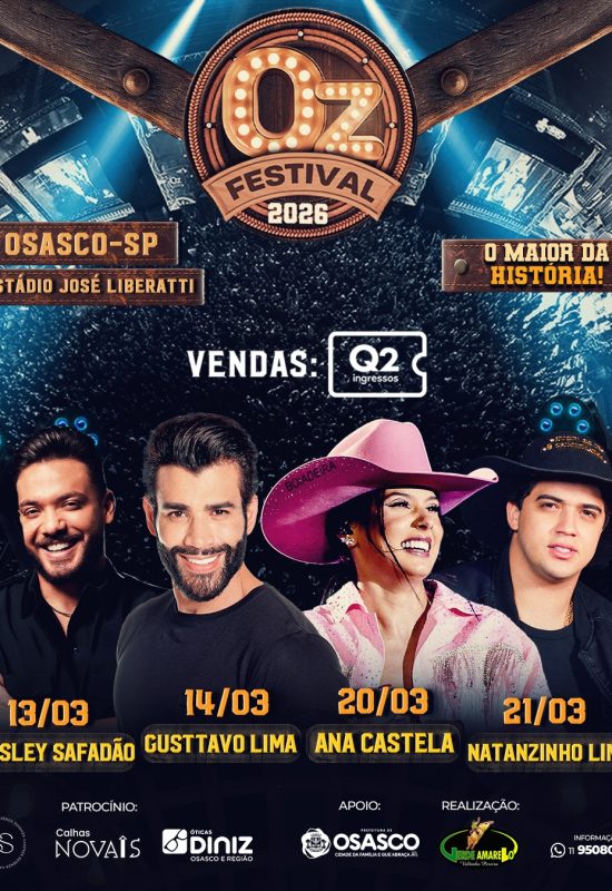 Oz Festival 2026 confirma grandes nomes da música em Osasco