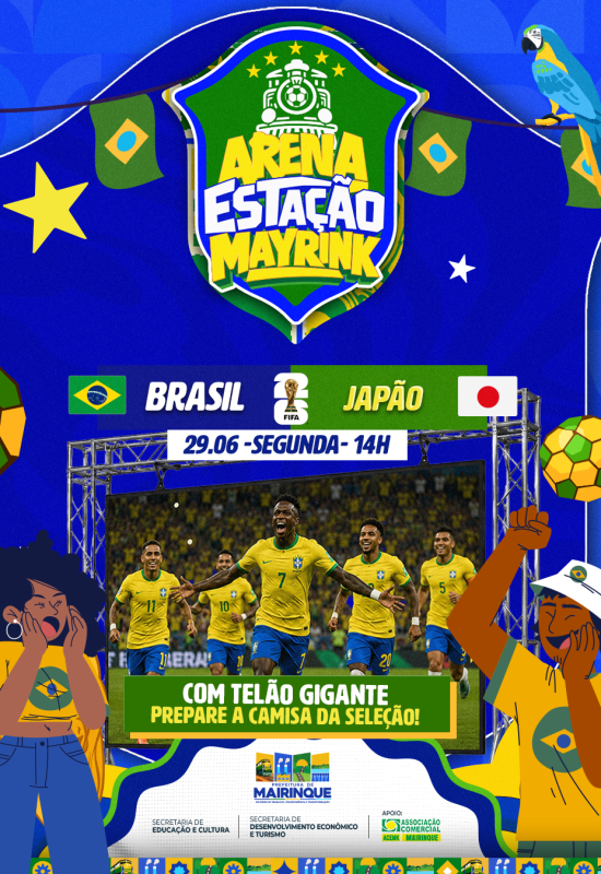 Arena Estação Mayrink transmite Brasil x Japão em telão nesta segunda-feira (29)