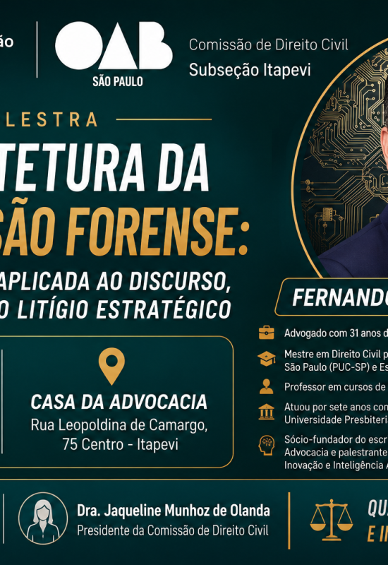 OAB Itapevi promove palestra sobre Neurociência aplicada ao Direito e Litígio Estratégico