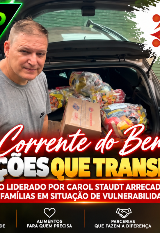 Solidariedade em ação: projeto liderado por Carol Staudt arrecada alimentos e doações para famílias em situação de vulnerabilidade social