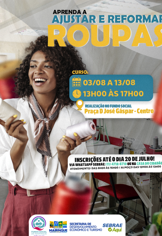 Curso de Ajuste e Reforma de Roupas abre inscrições em Mairinque