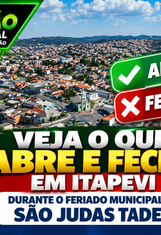 Veja o que abre e fecha em Itapevi durante o feriado municipal de São Judas Tadeu