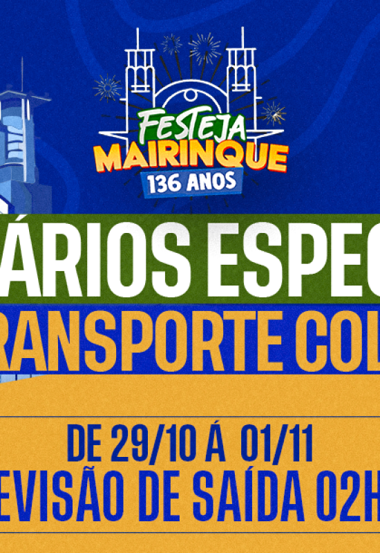 Prefeitura de Mairinque anuncia horários especiais do transporte coletivo durante o Festeja Mairinque