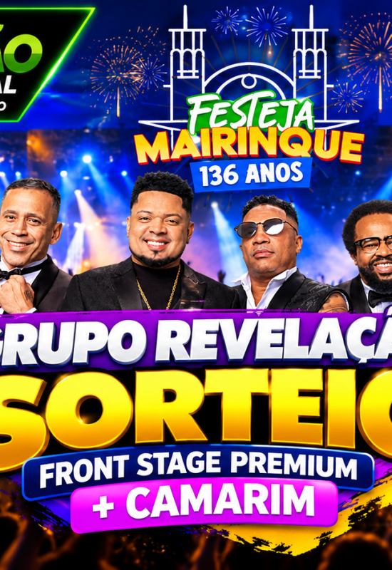 Festeja Mairinque 2026 sorteia experiência VIP com acesso ao camarim do Grupo Revelação nesta quinta-feira (29)
