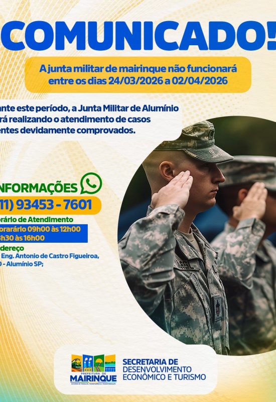 Junta Militar de Mairinque suspende atendimento temporariamente