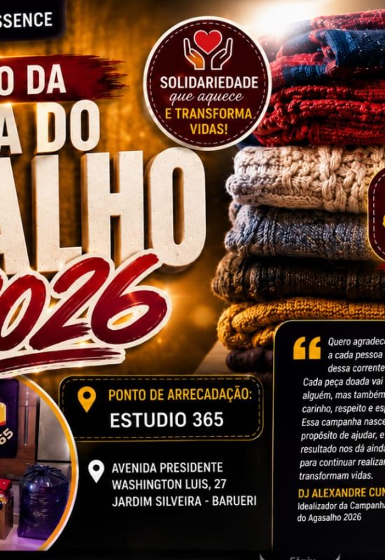 Campanha do Agasalho 2026 do Estúdio 365 chega ao encerramento com mais de 400 peças arrecadadas e reforça corrente de solidariedade